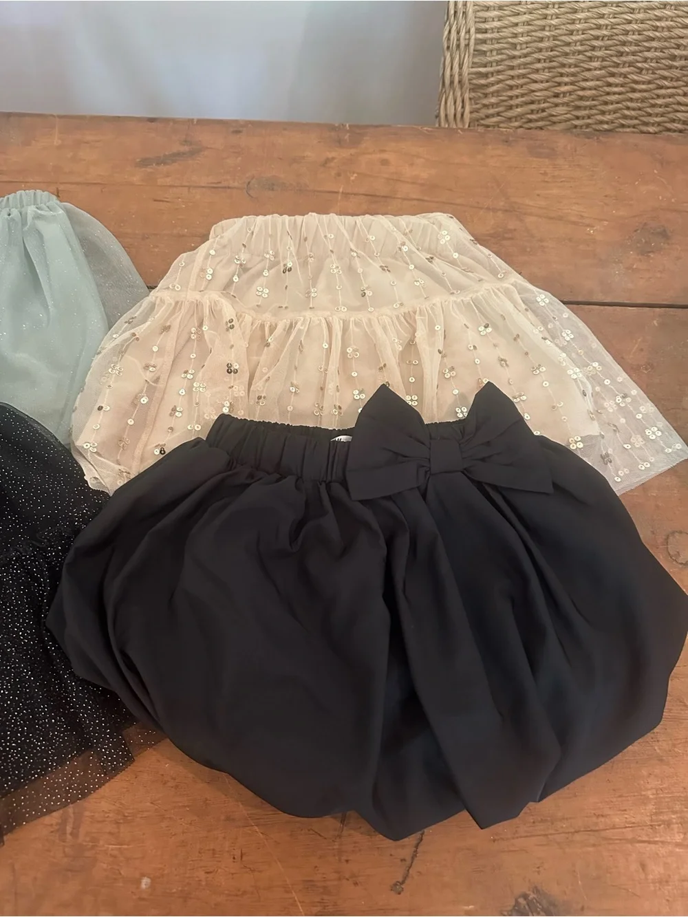 H&M Kids Layered Tulle Skirts in Mint, Cream, and Black